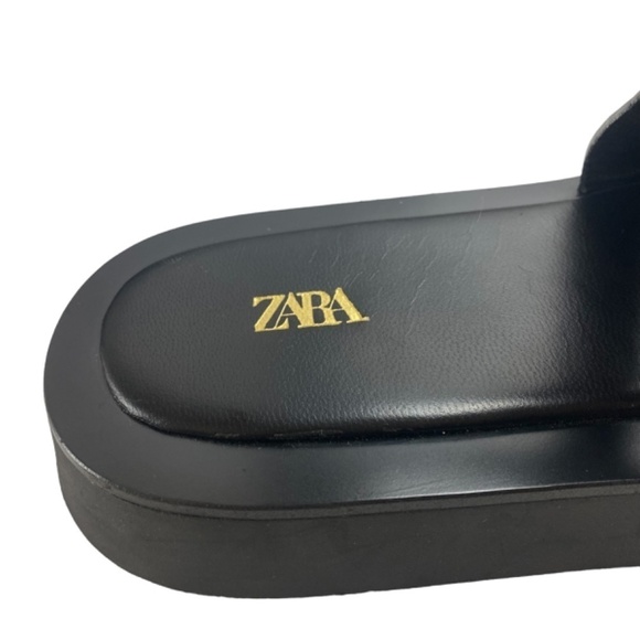 ZARA Leather Platform Sandal in Black Size 37 - Picture 5 of 8